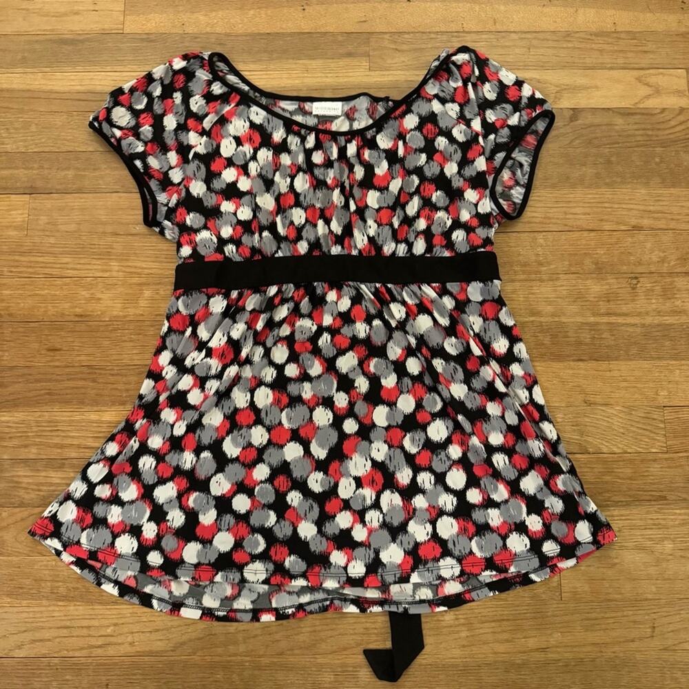 Motherhood Maternity black white belted blouse maternity size XL
 b64